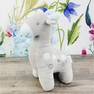 Stephan Baby Giraffe Plush 11" Lovey Gray Blue Embroidered Eyes Stuffed Animal
